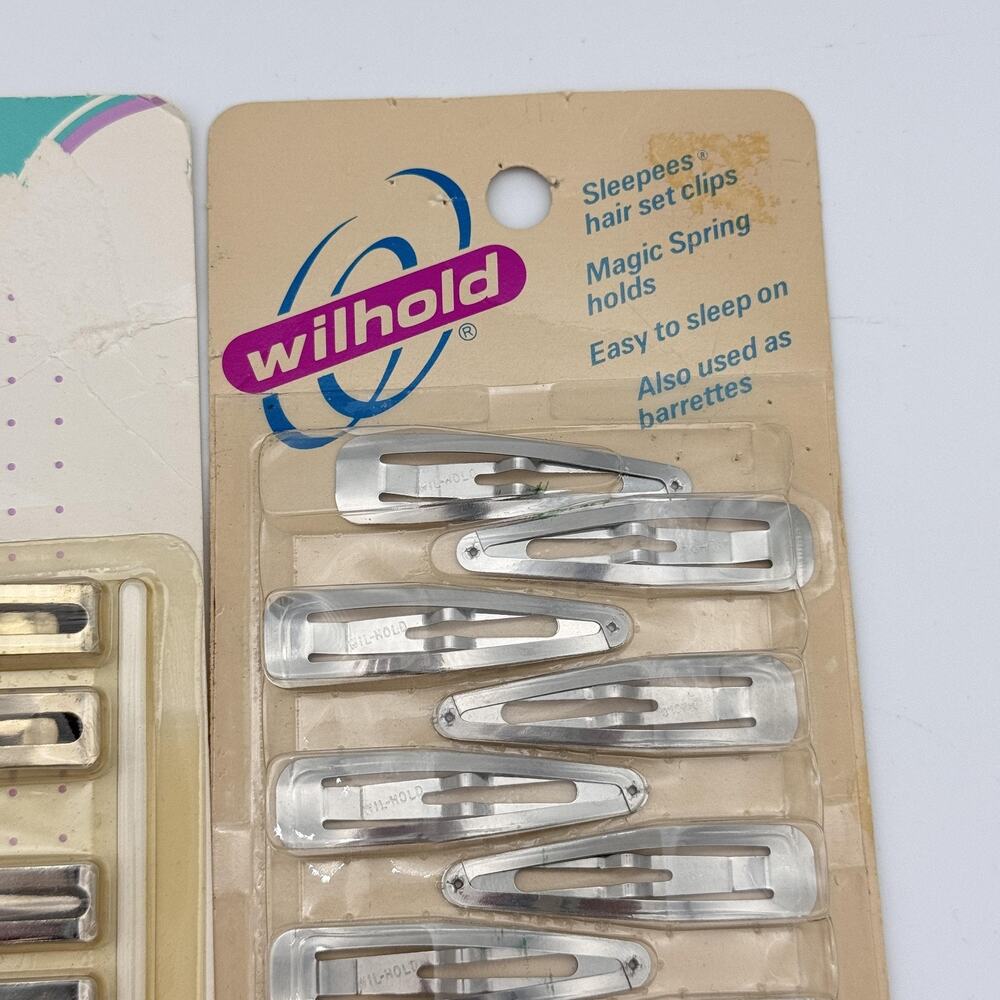 Vintage Wilhold Metal Barrettes Sleepees Hair Clips Lot of 3 Packs 80s NEW - Picture 6 of 11